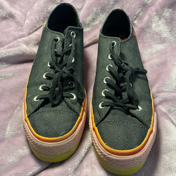 Converse Chuck Taylor Ox Platform Rainbow Sneakers: Black/Charcoal - Picture 2 of 11